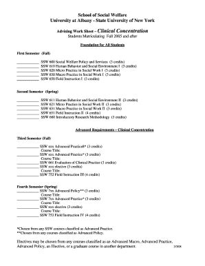 Fillable Online Albany Advising Worksheet Clinical Albany Fax Email