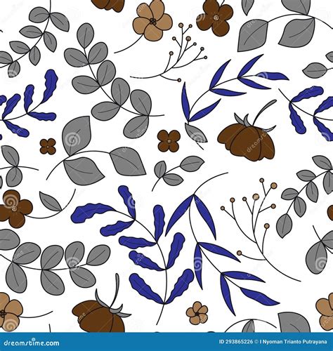 Abstract Flat Hand Draw Floral Pattern Background Stock Vector