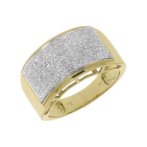 Jewelry Unlimited 10k Yellow Gold Mens 12mm Round Pave Diamond