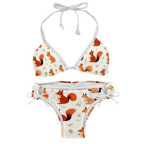 Squirrel Adjustable Strap Detachable Sponge Bikini Set Two Pack For