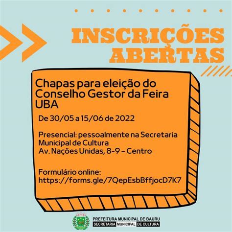 Inscri Es De Chapas Para Elei O Do Conselho Gestor Da Feira Ub