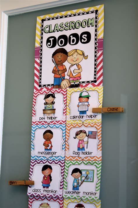 Classroom Jobs In Chevron Classroom Decor With Editable Cards Back