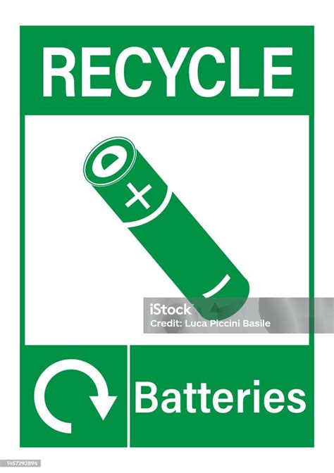 panneau de recyclage des piles usagees avec symbole  texte vecteurs