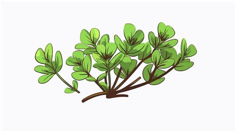 Un Dibujo De Una Planta Con Hojas Verdes En Ella Vector Premium