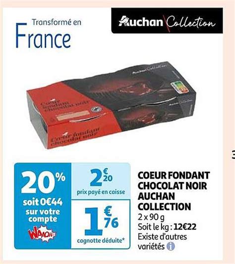 Promo Cœur Fondant Chocolat Noir Auchan Collection chez Auchan