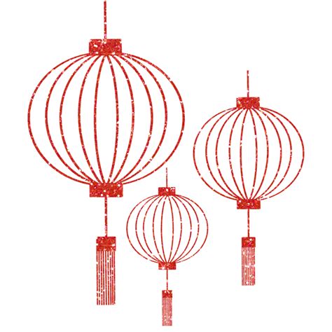 Red Glitter Chinese Lanterns Asian New Year Lamps Chinese New Year Design For Decorating