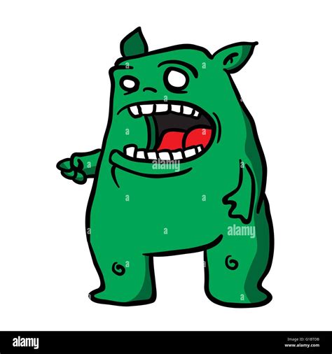 Green Monster Cartoon Illustration Stock Vector Image And Art Alamy