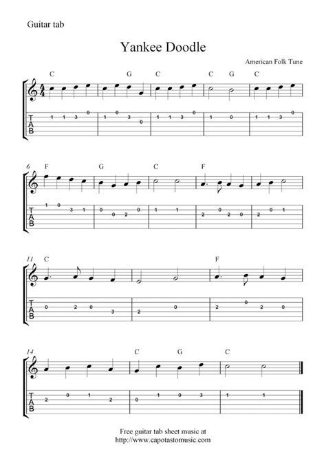 Yankee Doodle Guitar Tabs