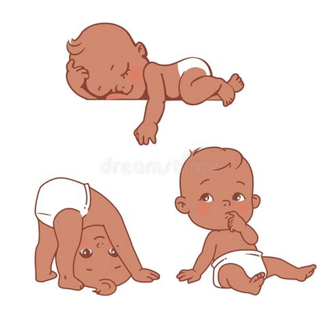 Baby Illustrations Set Newborn Care And Development Stock Vector