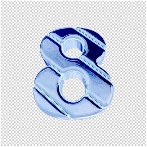 premium psd bottom view  numbers  blue ice  number