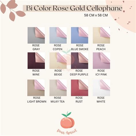 Jual 5 LEMBAR KERTAS FLOWER WRAPPING BI COLOR ROSE GOLD CELLOPHANE