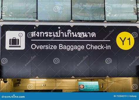 Oversize Baggage Check In Sign At Airport Bangkok Thailand Stock