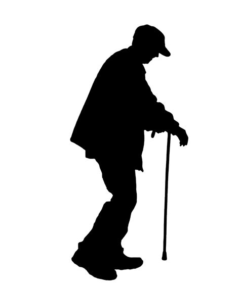 Old Age Silhouette Illustration Crutches Elderly Stroke Sleeve