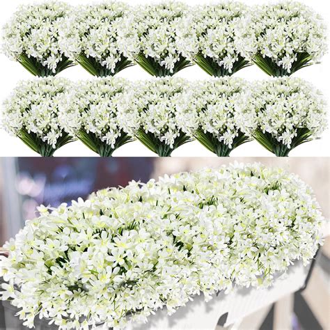 48 Bundles Artificial Daffodils Flowers For Outdoor UV Resistant Fake