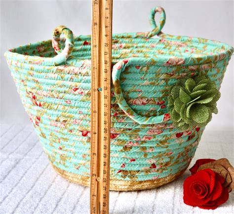 Green Waste Basket Handmade Handled Basket Receptacle Paper Etsy