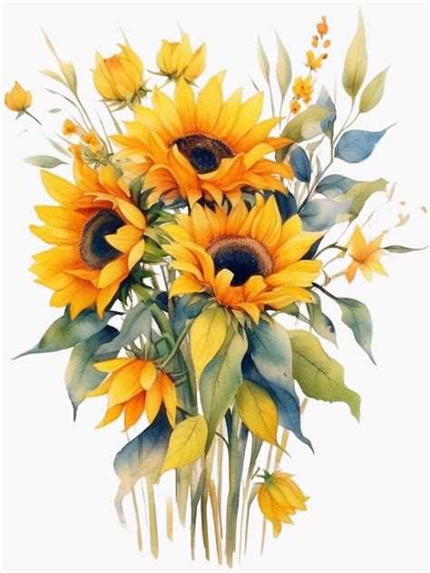 Sun Kissed Autumn Delights Watercolor Sunflowers Clipart Clip