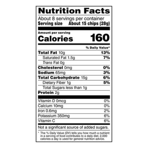 Nutrition Facts Label Lays Potato Chips | Blog Dandk