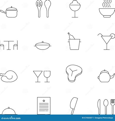 Kitchen Symbol Line Icon Set Stock Illustration Illustration Of Boiling Preparation 67456507