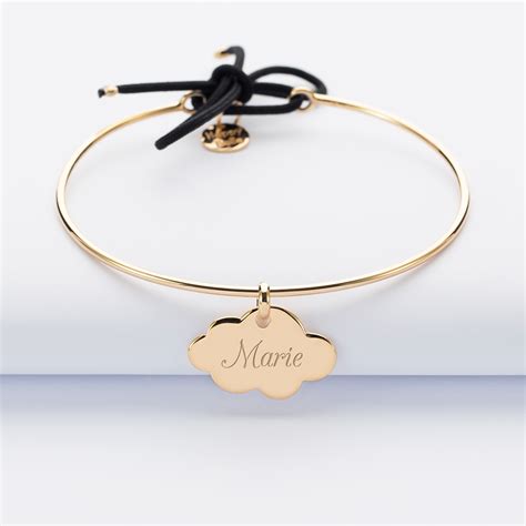 Bracelet Jonc Plaqu Or Personnalis M Daille Grav E Nuage X Mm Et