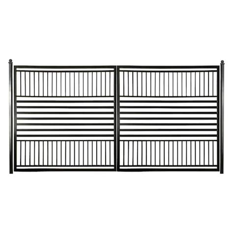 Aleko 12 Ft X 6 Ft Barcelona Black Metal Steel Dual Swinging Driveway Fence Gate Dg12barcd Hd