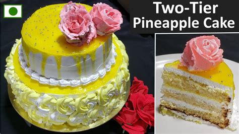 बन अड बन ओवन two Tier Pineapple cake बनन क आसन तरक टपस क