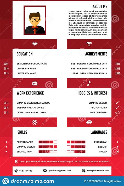 A Curriculum Vitae Resume Design Template Vector Stock Illustration