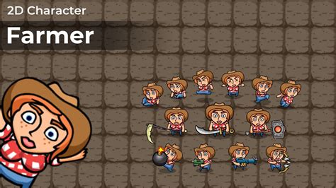 2d Character Farmer Sprite Package Demo Youtube