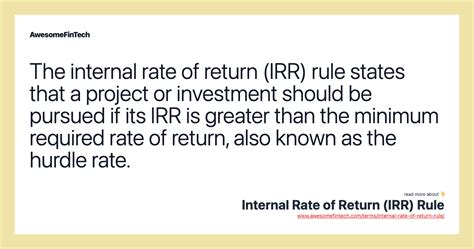 Internal Rate Of Return Irr Rule Awesomefintech Blog