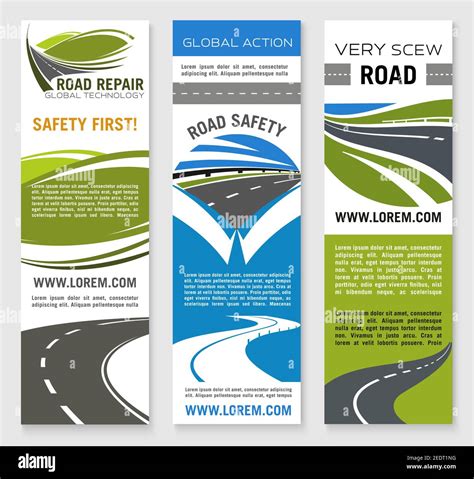 Road Construction And Traffic Safety Banner Template Highway Road