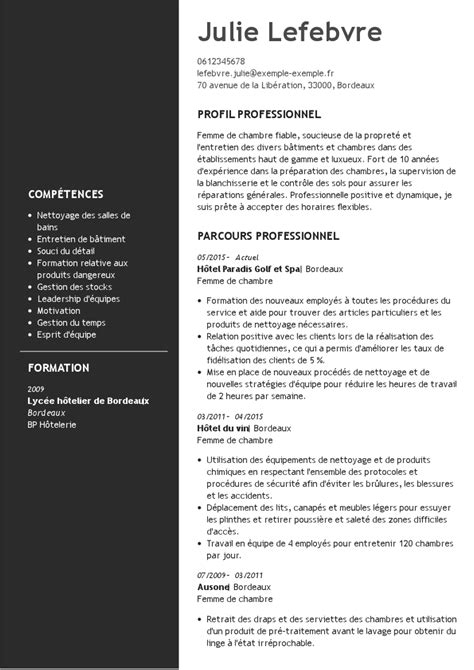 Cv Femme De Chambre Mod Les Exemple Guide Moncvparfait