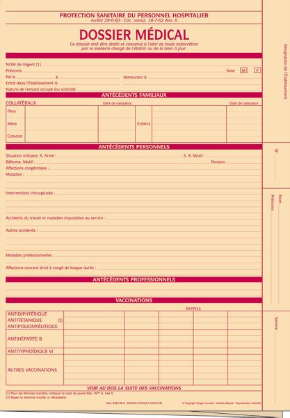 Dossier Médical Protection Sanitaire Du Personnel Hospitalier