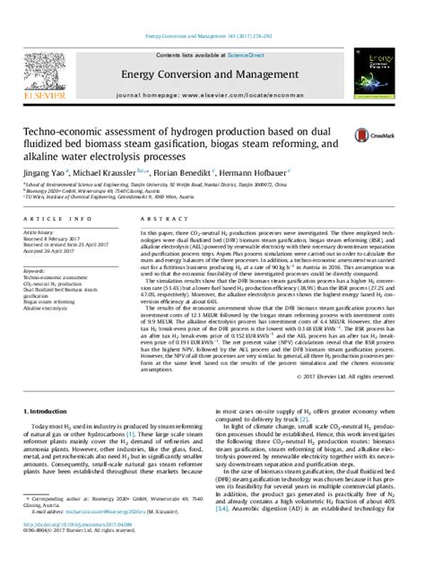 Pdf Techno Economic Assessment Of Hydrogen Production From