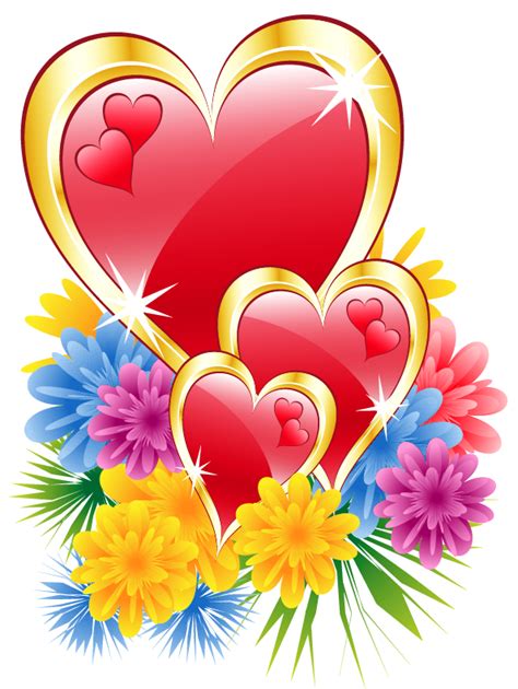 Valentine Hearts With Flowers Png Clipart Picture Hearts Hearts