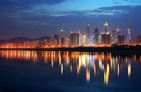 Korea City Lights At Night From Shinseok Observatory Background