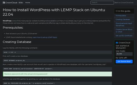 Crowncloud Wiki How To Install Wordpress With Lemp Stack On Ubuntu