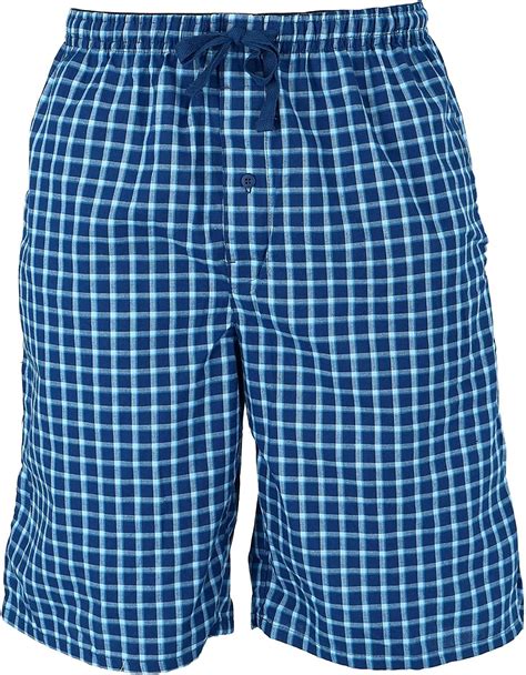 Hanes Mens Cotton Madras Drawstring Sleep Pajama Shorts Medium