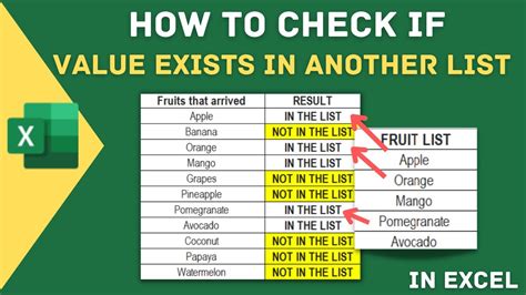 Excel How To Check If Value Exists In Another List YouTube