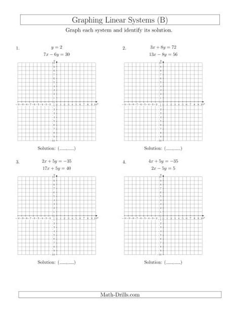 Solve Systems Of Linear Equations By Graphing Standard B