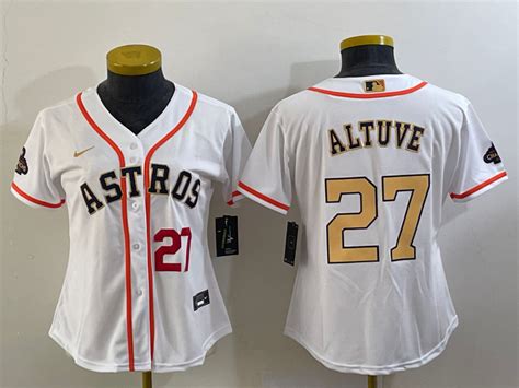 Womens Houston Astros 30 Kyle Tucker Number 2023 White Gold World