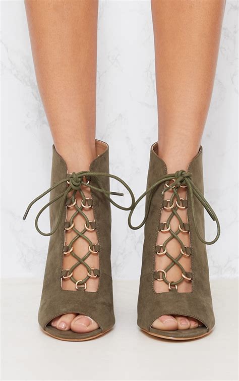 Khaki Block Heel Ghillie Sandal Shoes Prettylittlething