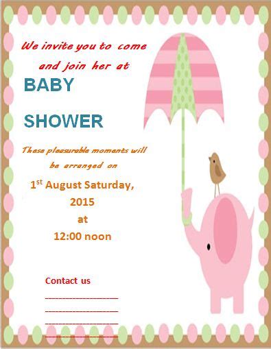 baby shower invitation template  words templates
