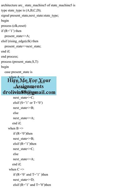 5 Write The VHDL Code For The State Machine Library Ieee Use I Pdf