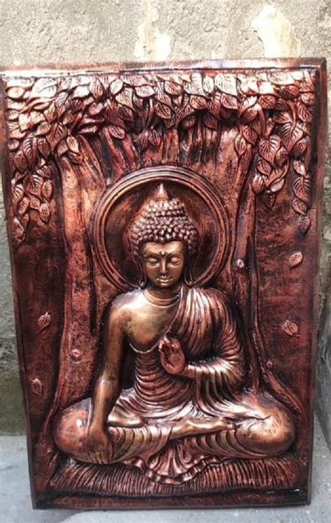 Brown Handmade Rectangular Resin Buddha Statue For Decoration Size