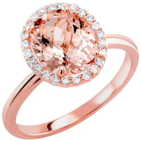 Rose Gold Oval Morganite Diamond Cluster Cocktail Ring For Sale At 1stdibs