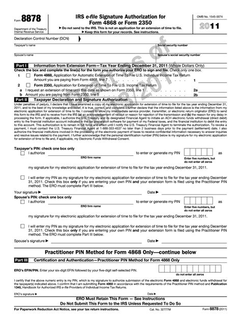 Fillable Online Form 8878 Department Of The Treasury Internal Revenue