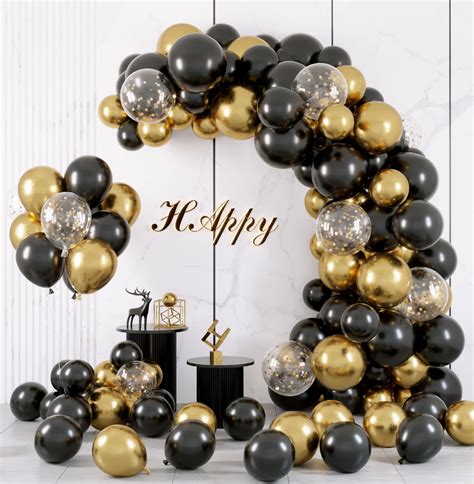 Buy Rubfac Black And Gold Balloons Garland Arch Kit With Black Gold