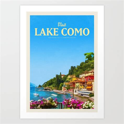 Visit Lake Como Art Print By Mercury Club Society