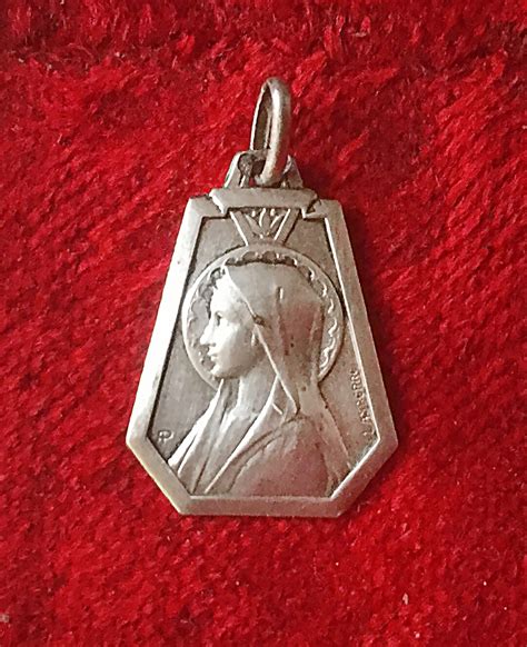 Vintage French Virgin Mary Catholic Religious Medal Ap Penin And Lasserre