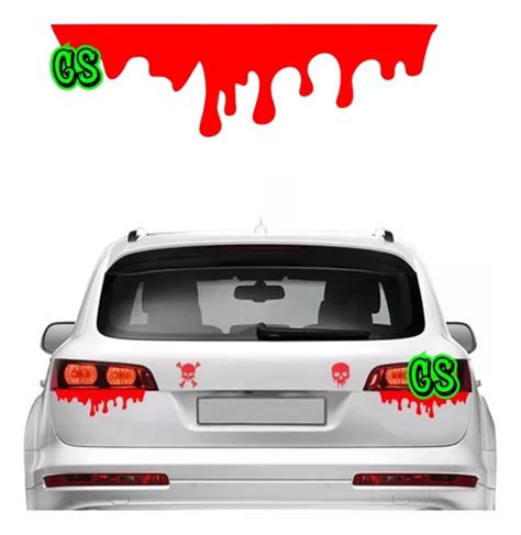 2 Sticker Calcomania Gotas Sangre Auto Faros Focos Halloween Cuotas