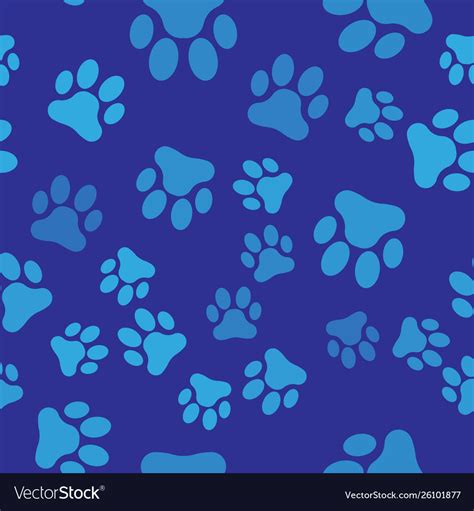 Blue Paw Print Icon Isolated Seamless Pattern Vector Image